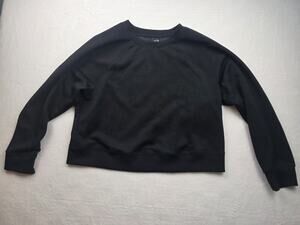 T/S By Thrive Societe Women Large Sweatshirt Black Cropped Athleisure Loungewear